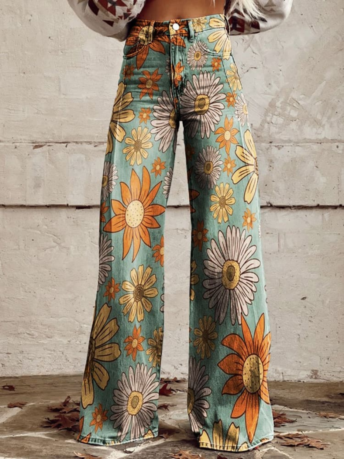 Tania™ | Pantaloni a gamba larga con motivo floreale vintage